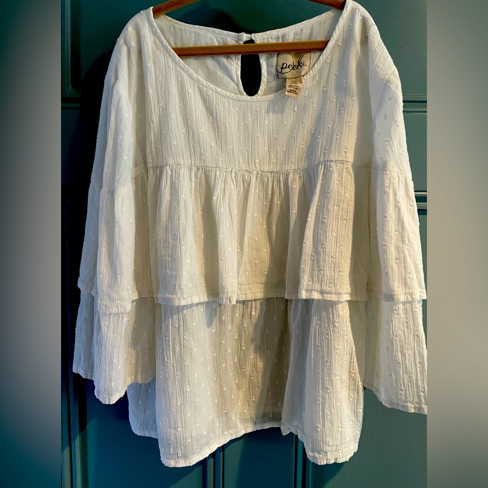 French inspired girls flowy white blouse